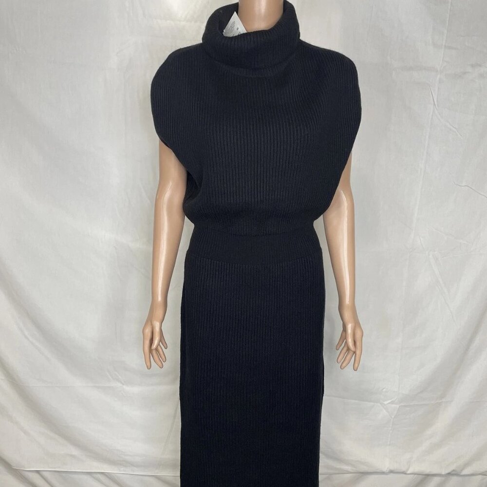 NEW SPLENDID Women’s Madeline Rib Turtleneck Maxi Dress – Black – Size M